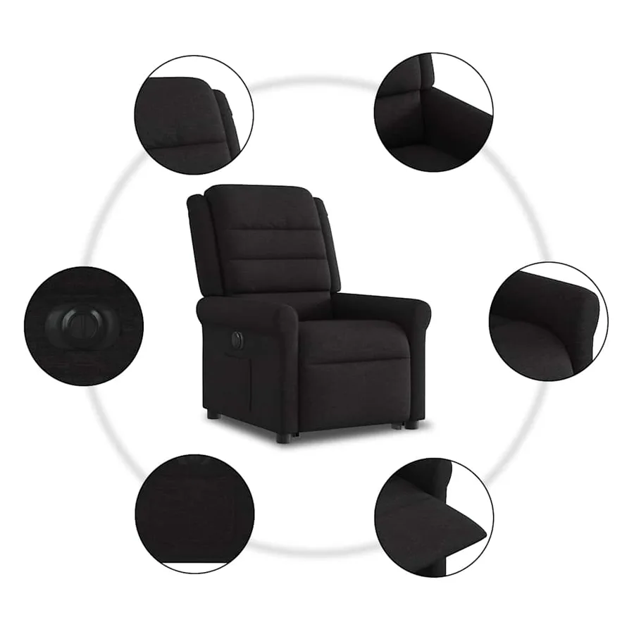 Fauteuil inclinable électrique noir tissu - 11