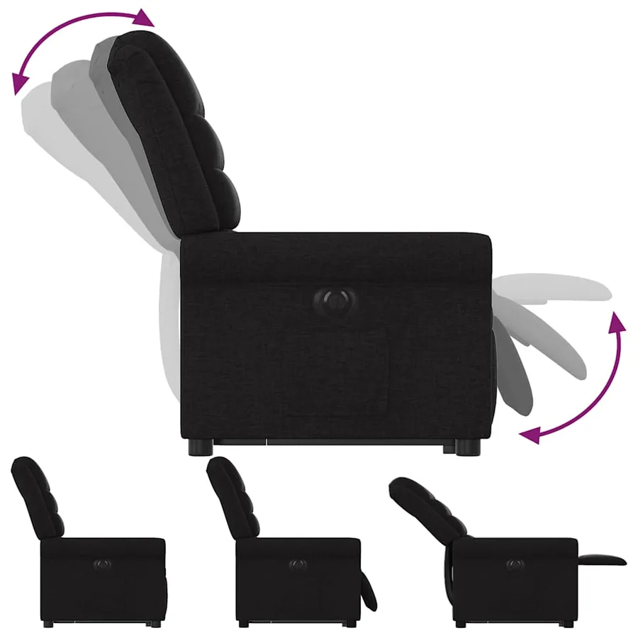 Fauteuil inclinable électrique noir tissu - 8
