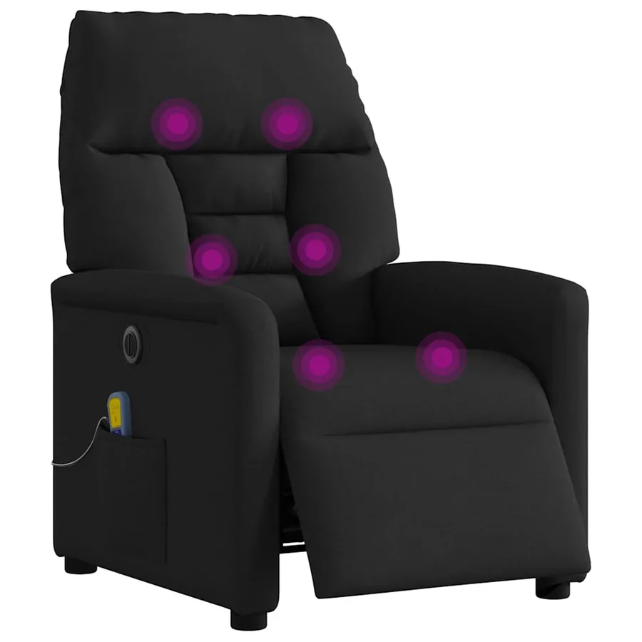 Fauteuil de massage inclinable électrique Noir Tissu - 3