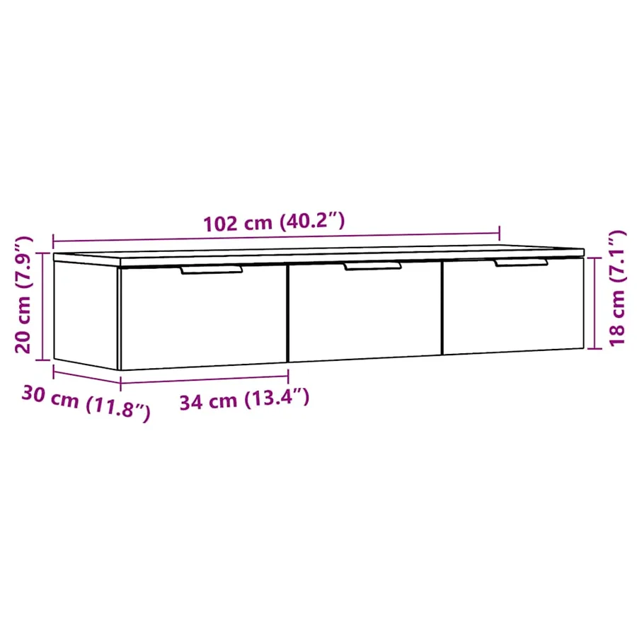Armoire murale vieux bois 102x30x20 cm bois d'ingénierie - 11
