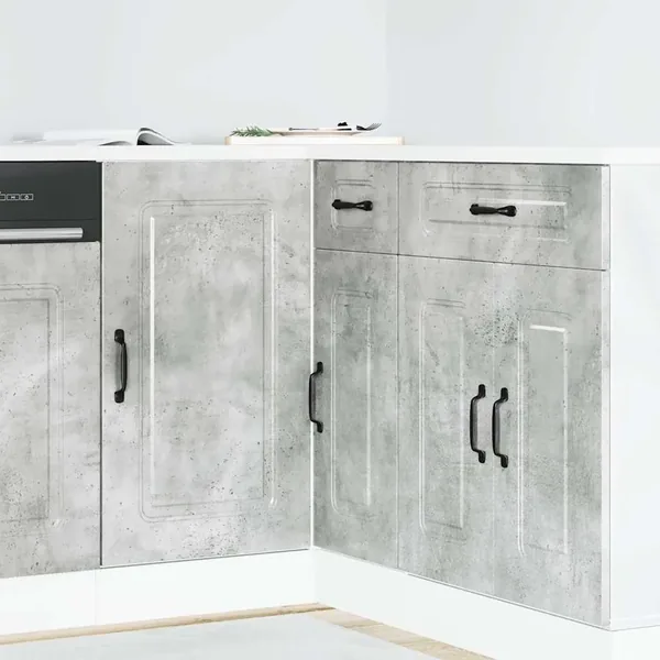Armoire de cuisine Kalmar gris béton bois d'ingénierie