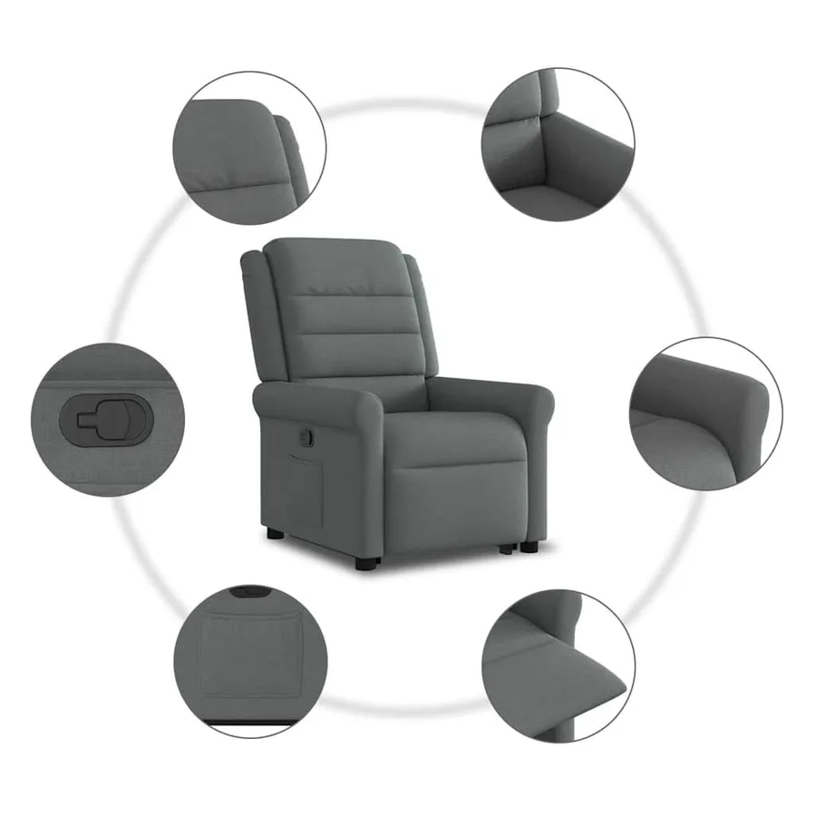 Fauteuil inclinable Gris foncé Tissu - 10
