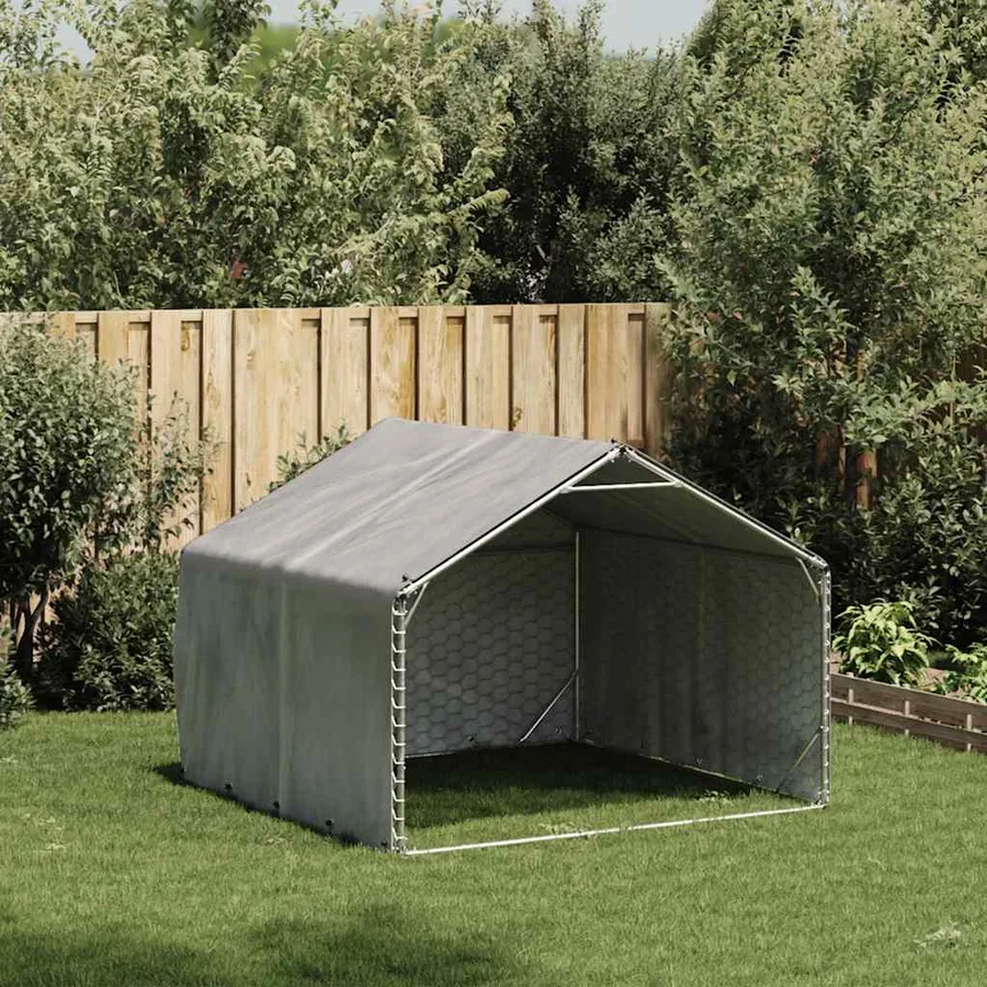 Niche d'extérieur pour chien avec couvercle 2 x 2 x 1,5 m en acier galvanisé - 2