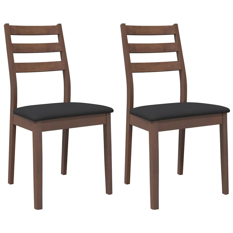 Chaises à manger coussins 2 pcs marron bois massif caoutchouc - 2