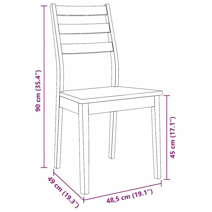 Chaises à manger 2 pcs blanc bois massif caoutchouc - 9