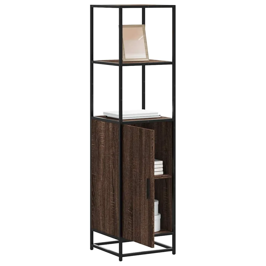 Buffet haut chêne marron 35,5x35x139 cm bois d'ingénierie métal