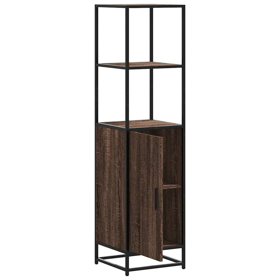 Buffet haut chêne marron 35,5x35x139 cm bois d'ingénierie métal - 5