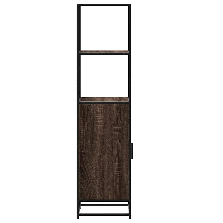Buffet haut chêne marron 35,5x35x139 cm bois d'ingénierie métal - 6