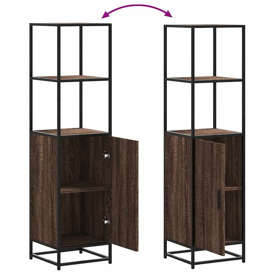 Buffet haut chêne marron 35,5x35x139 cm bois d'ingénierie métal - 8