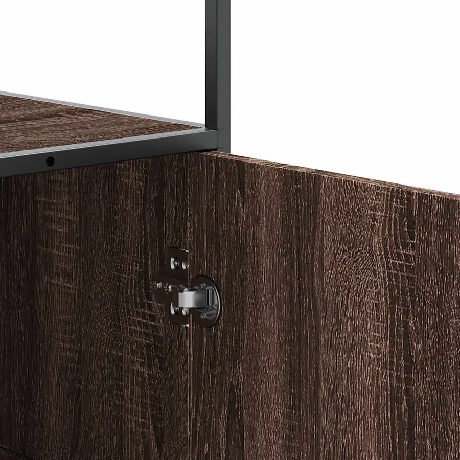 Buffet haut chêne marron 35,5x35x139 cm bois d'ingénierie métal - 9
