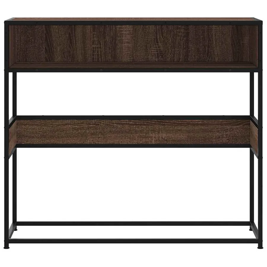 Table console chêne marron 90x35x80 cm bois d'ingénierie - 4