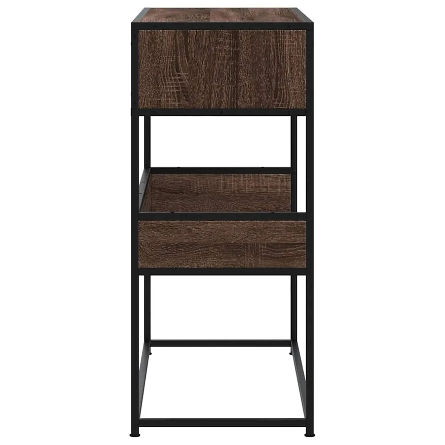 Table console chêne marron 90x35x80 cm bois d'ingénierie - 5
