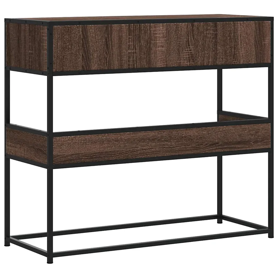 Table console chêne marron 90x35x80 cm bois d'ingénierie - 6