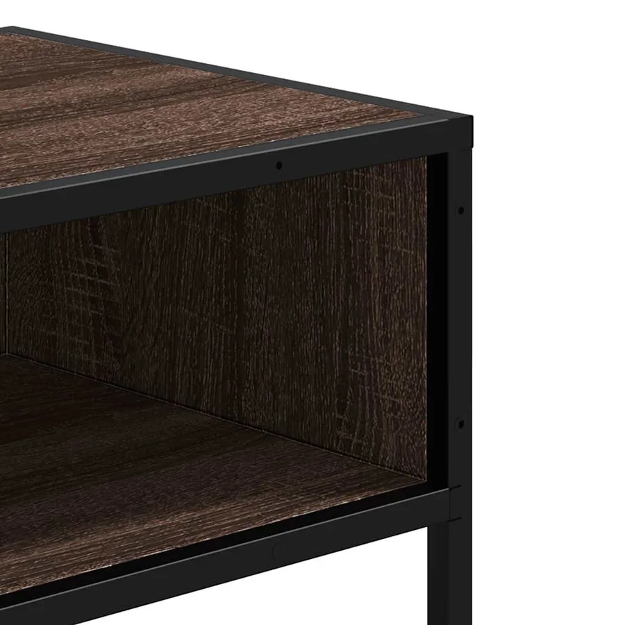 Table console chêne marron 90x35x80 cm bois d'ingénierie - 7