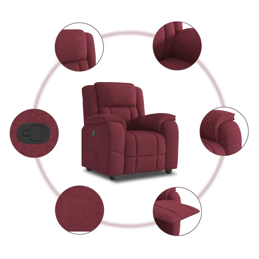 Fauteuil inclinable Rouge bordeaux Tissu - 7