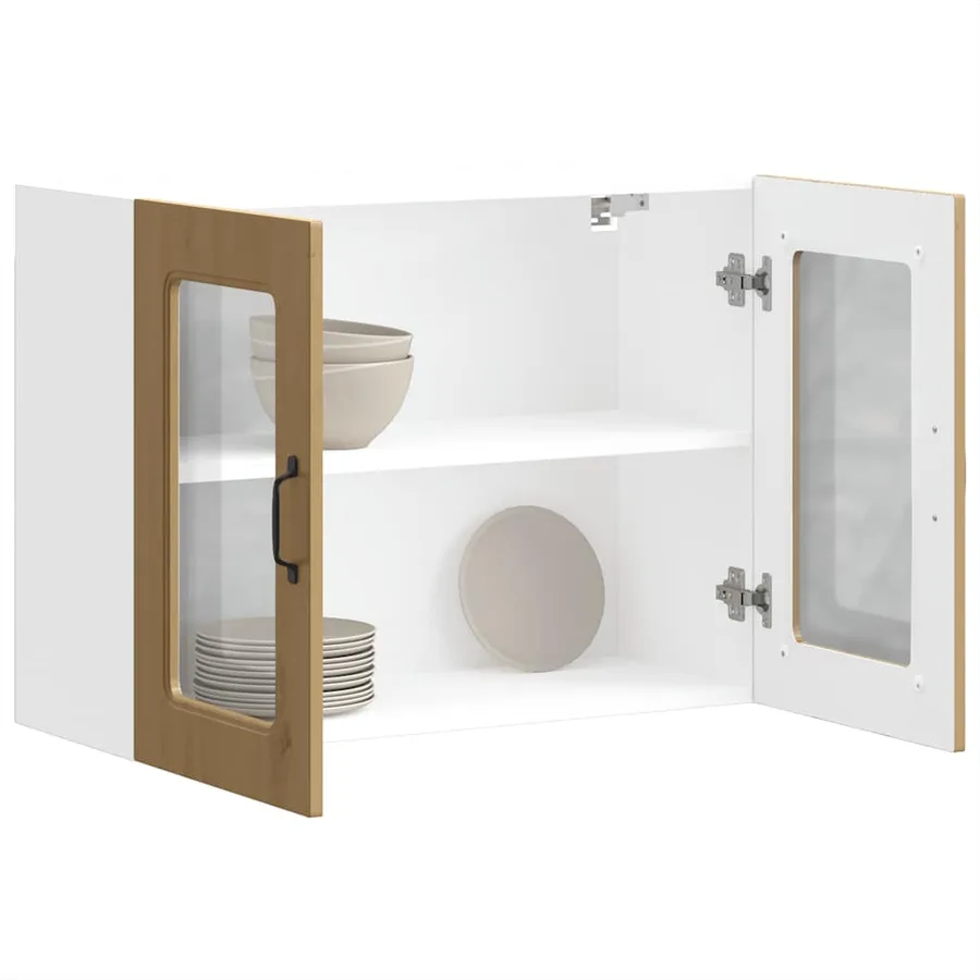Armoire murale de cuisine avec porte vitrée "Kalmar" Chêne artisanal Bois d'ingénierie - 5
