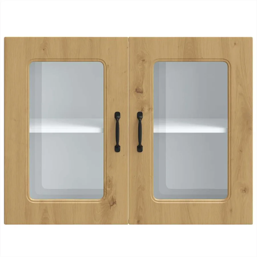 Armoire murale de cuisine avec porte vitrée "Kalmar" Chêne artisanal Bois d'ingénierie - 6