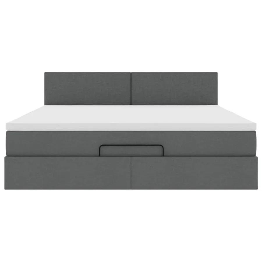 Cadre de lit ottoman avec matelas gris foncé 160x200cm tissu - 8