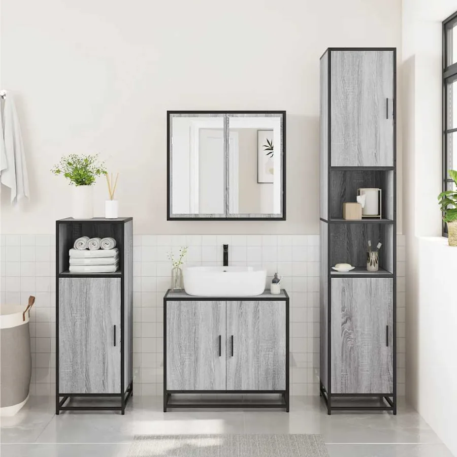 Armoire de salle de bain sonoma gris 35x37,5x100 cm - 3