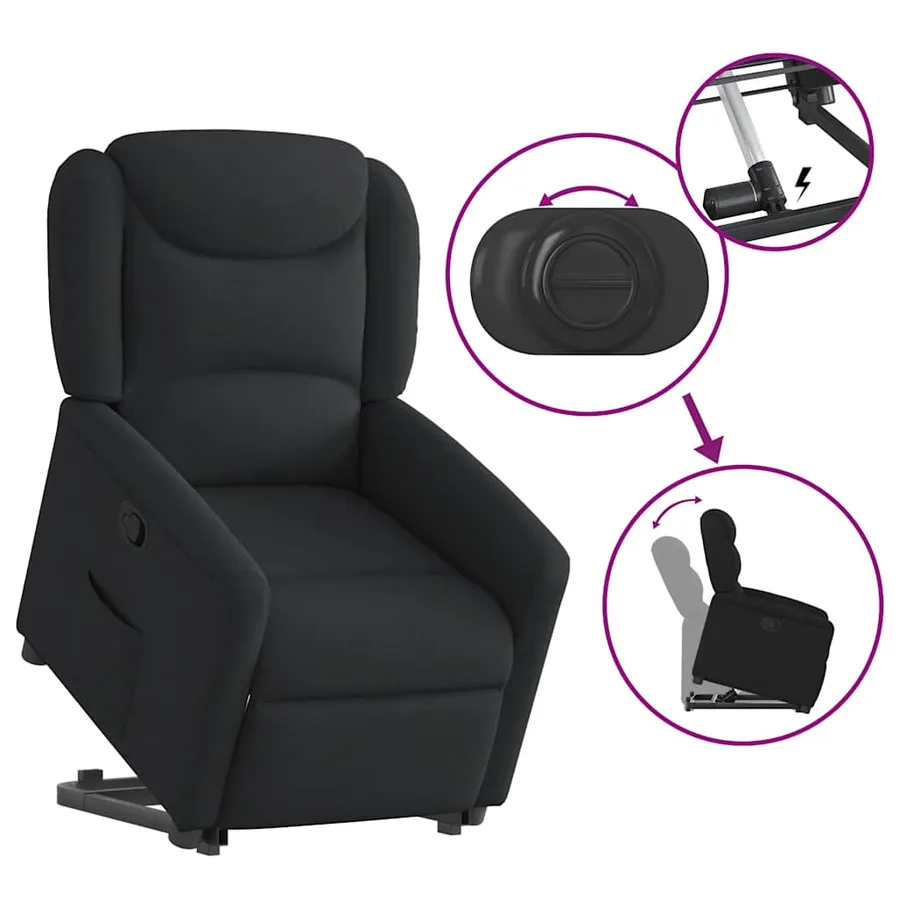 Fauteuil inclinable noir tissu - 8
