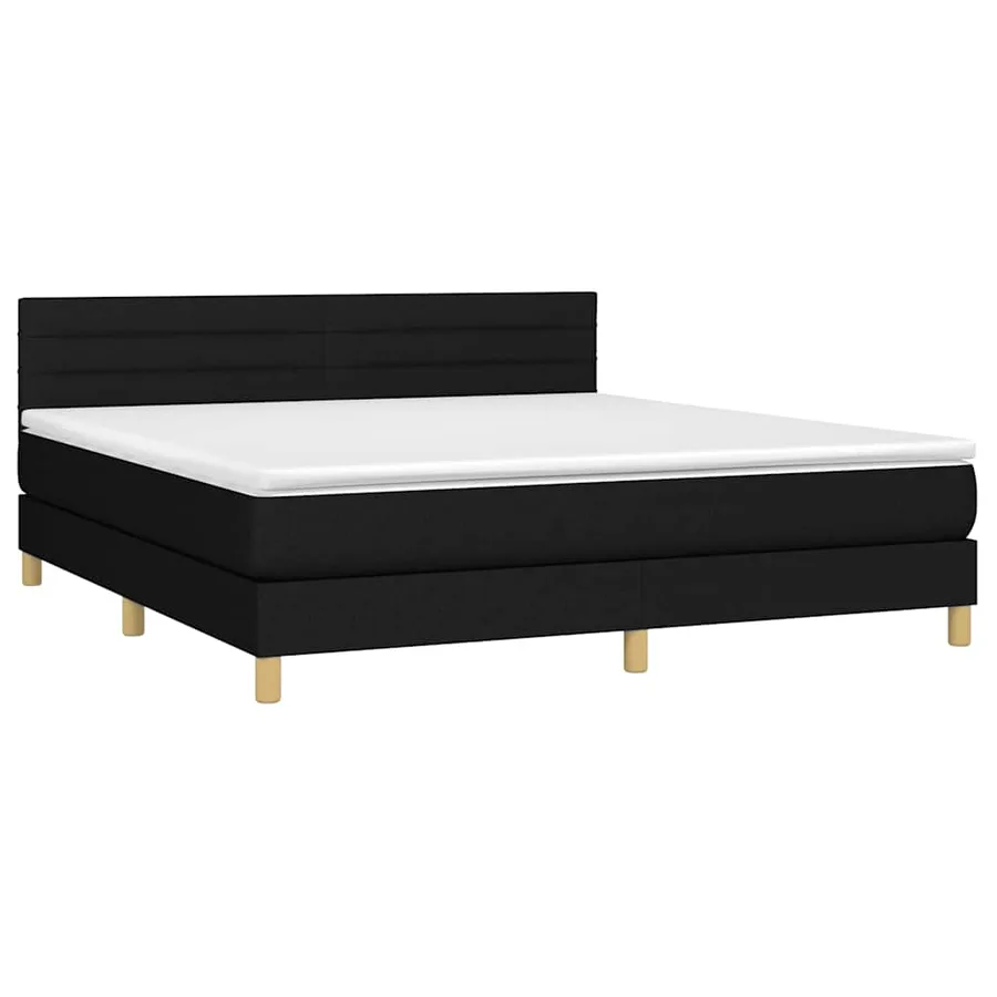 Sommier à lattes de lit avec matelas LED Noir 180x200 cm Tissu - 3