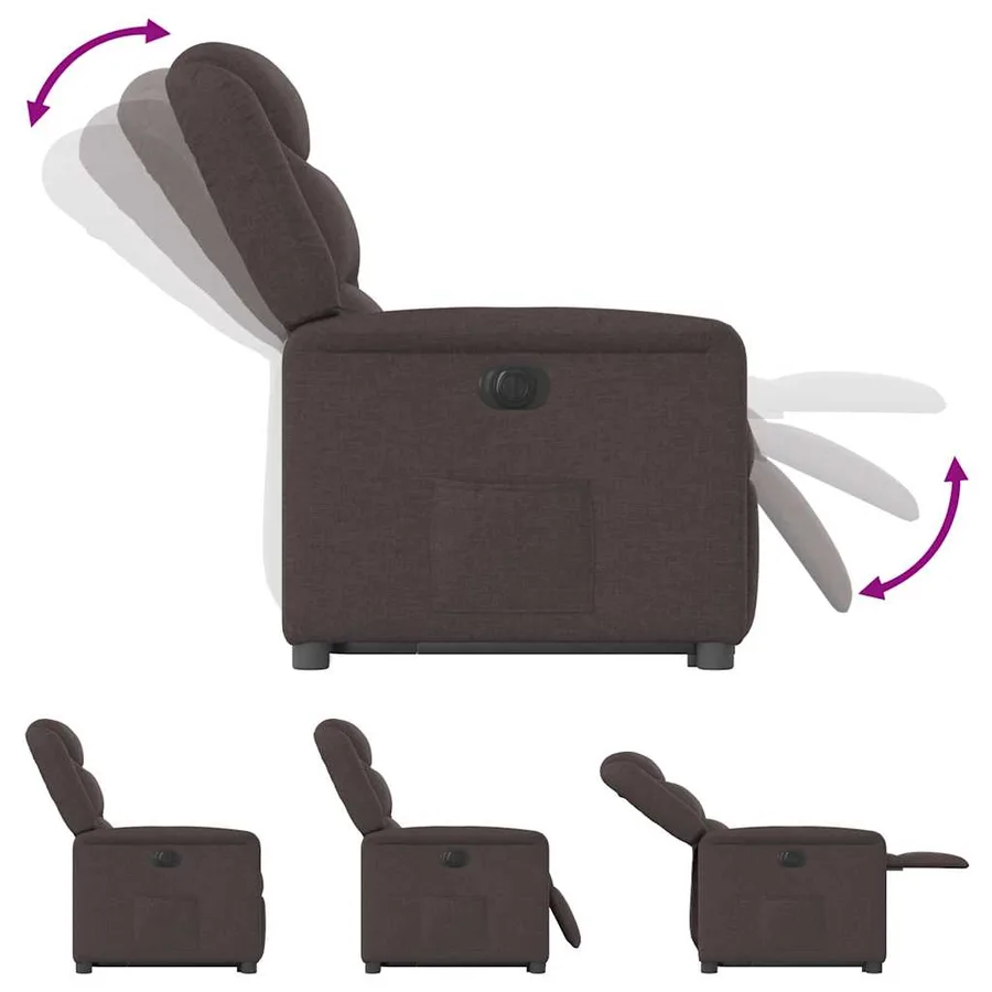 Fauteuil inclinable électrique marron foncé tissu - 10