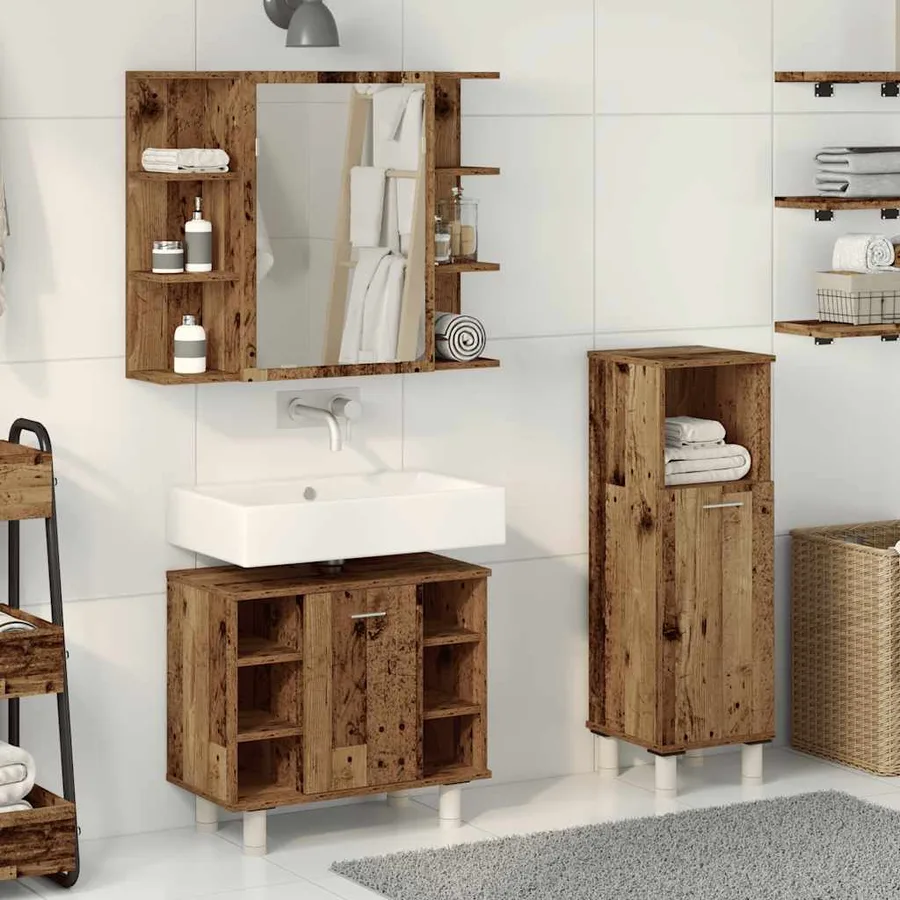 Ensemble de meubles salle de bain 3 pcs bois d'ingénierie - 3