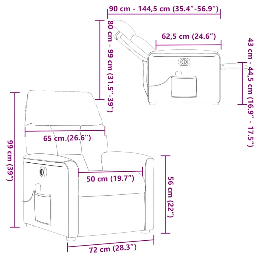 Fauteuil inclinable de massage électrique crème tissu - 16