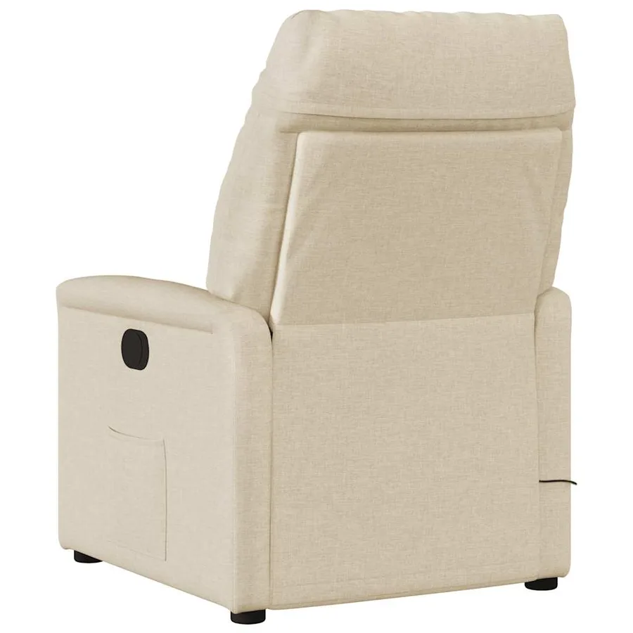 Fauteuil inclinable de massage électrique crème tissu - 7