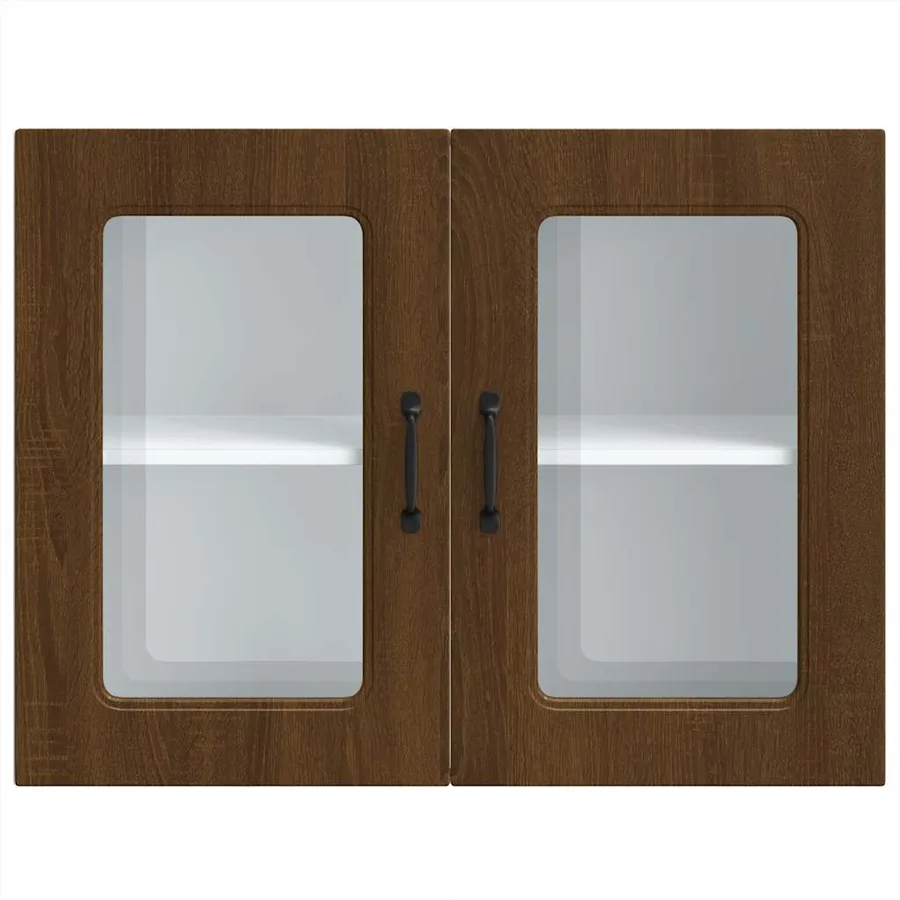 Armoire murale de cuisine et porte en verre Kalmar chêne marron - 6