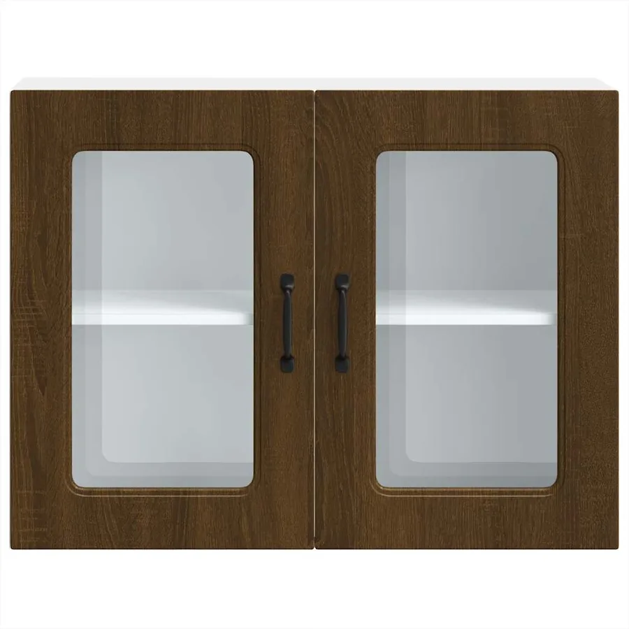 Armoire murale de cuisine et porte en verre Kalmar chêne marron - 7
