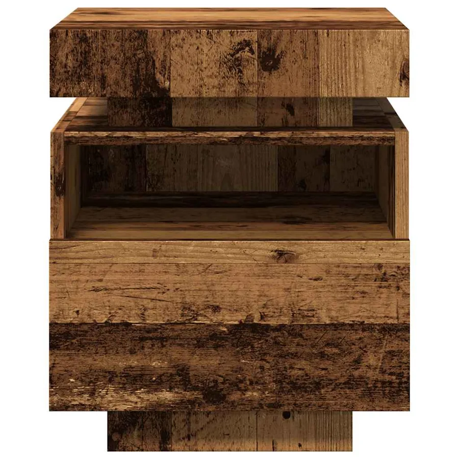 Armoire de chevet avec lumières LED vieux bois 40x39x48,5 cm - 5