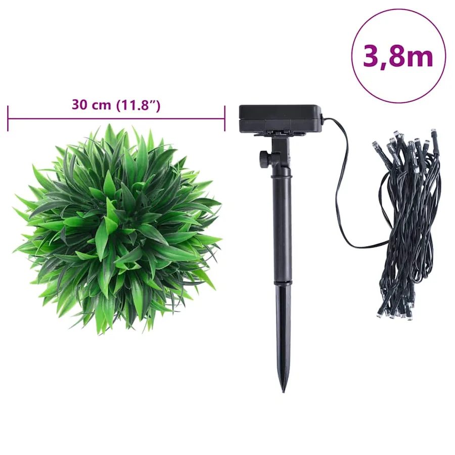 Boules de buis artificielles avec lumières LED 2 pcs vert 30 cm - 9