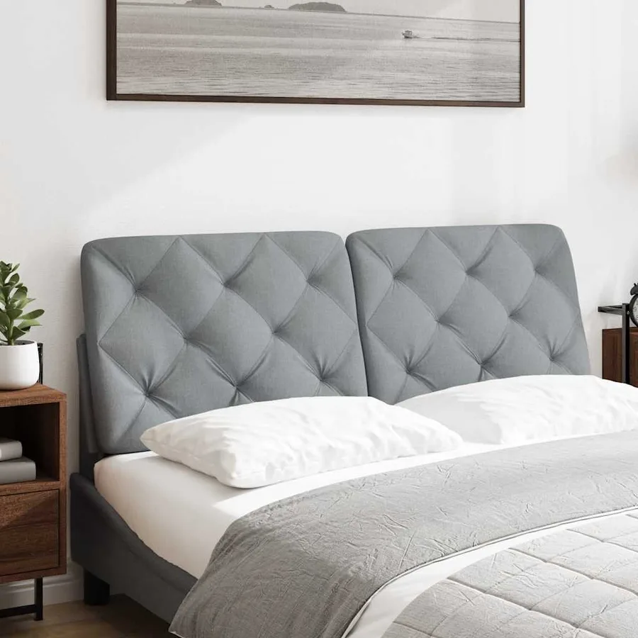 Coussin de tête de lit gris clair 120 cm tissu - 2