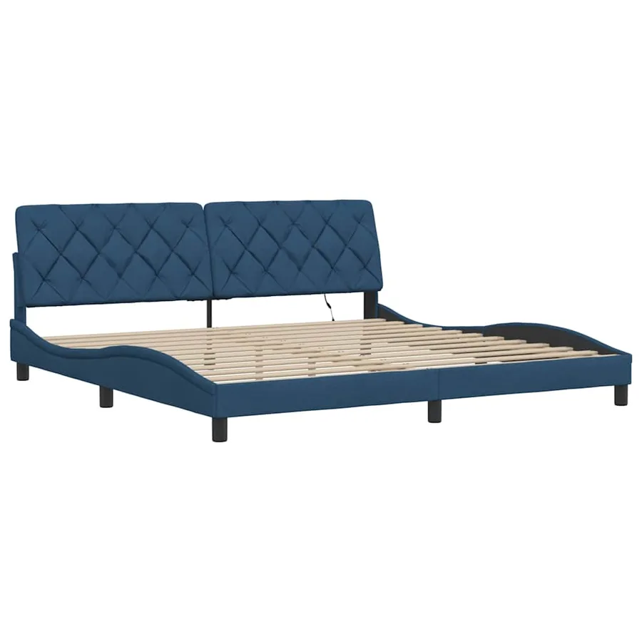Cadre de lit avec LED sans matelas bleu 200x200 cm tissu - 5