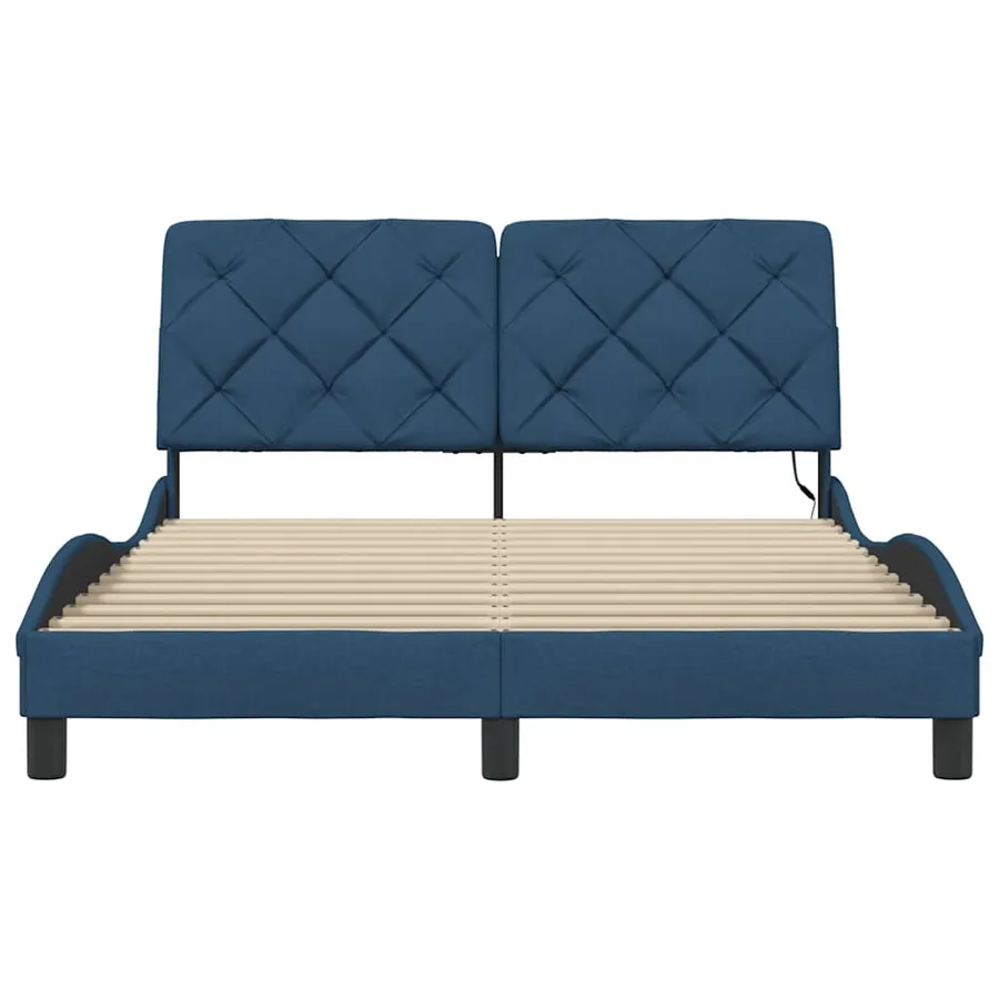 Cadre de lit avec LED sans matelas bleu 140x190 cm tissu - 6