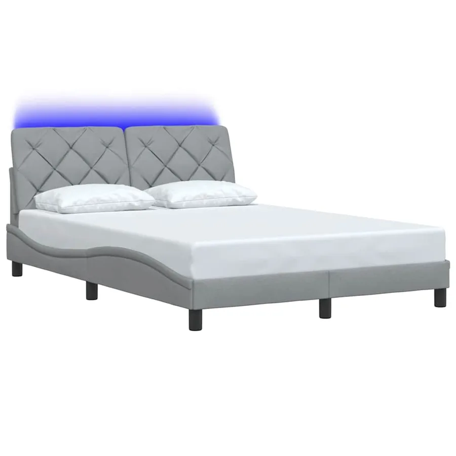 Cadre de lit avec LED sans matelas gris clair 140x190 cm tissu - 3