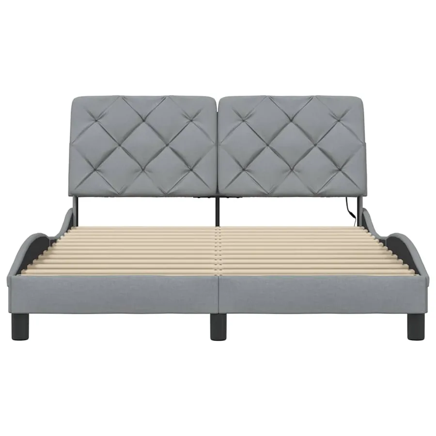Cadre de lit avec LED sans matelas gris clair 140x190 cm tissu - 5