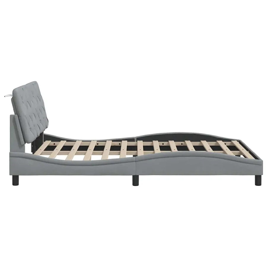 Cadre de lit avec LED sans matelas gris clair 140x190 cm tissu - 8