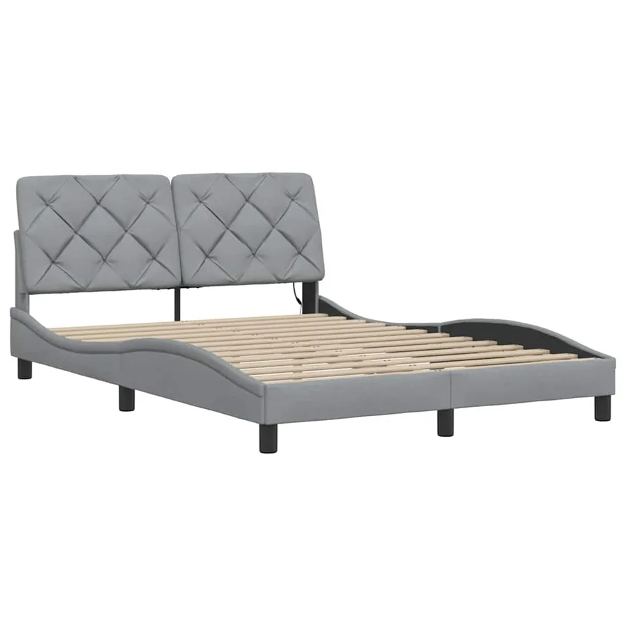 Cadre de lit avec LED sans matelas gris clair 140x190 cm tissu - 9