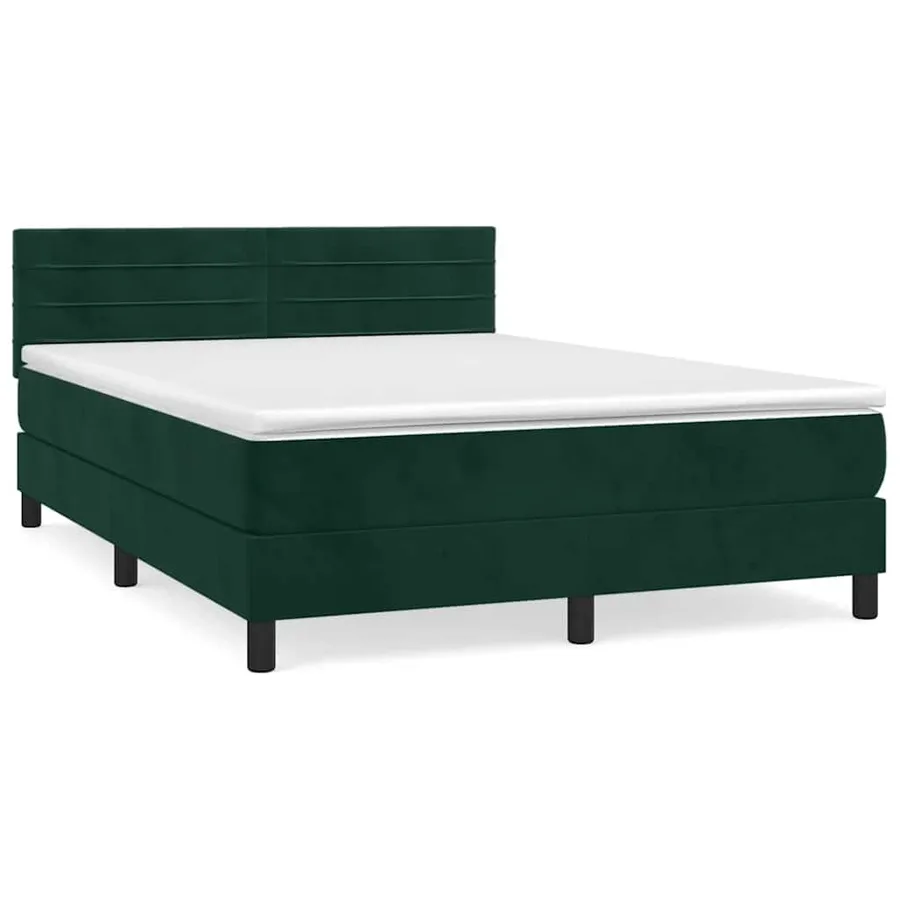 Sommier à lattes de lit et matelas Vert foncé 140x200cm Velours - 2