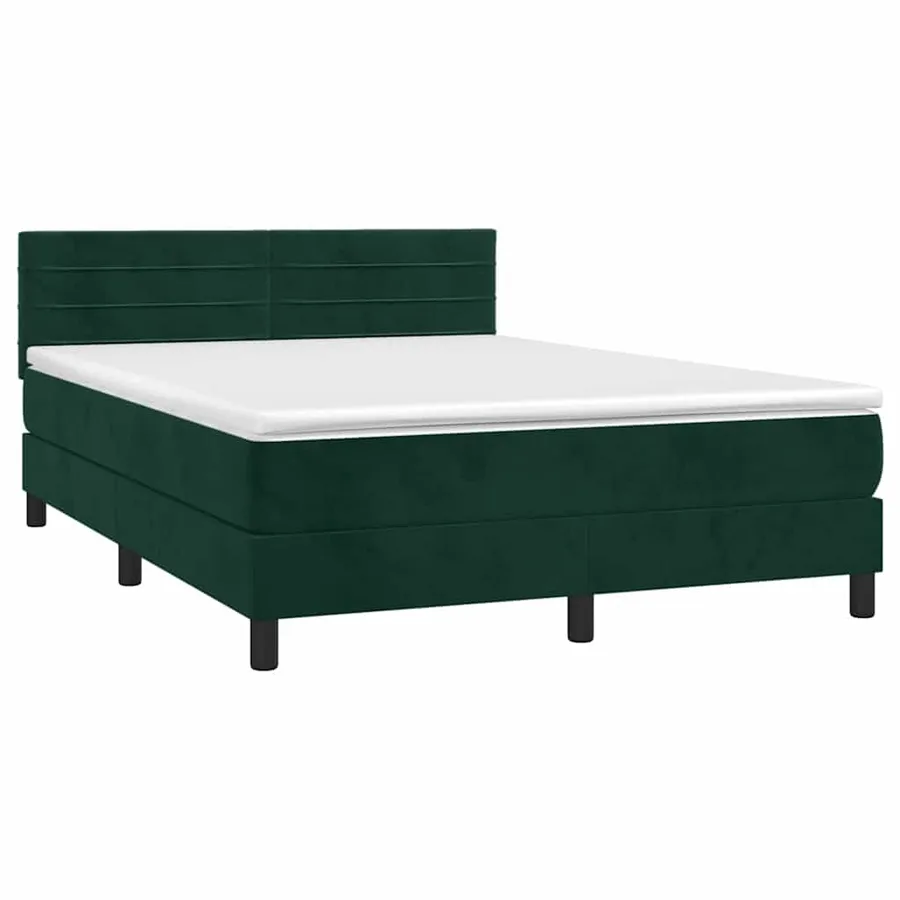 Sommier à lattes de lit et matelas Vert foncé 140x200cm Velours - 3