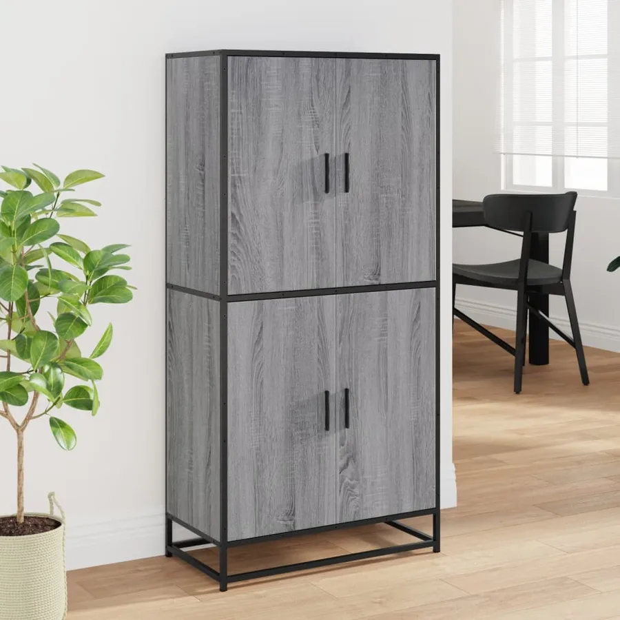 Buffet haut sonoma gris 68x35x139 cm bois d'ingénierie - 3
