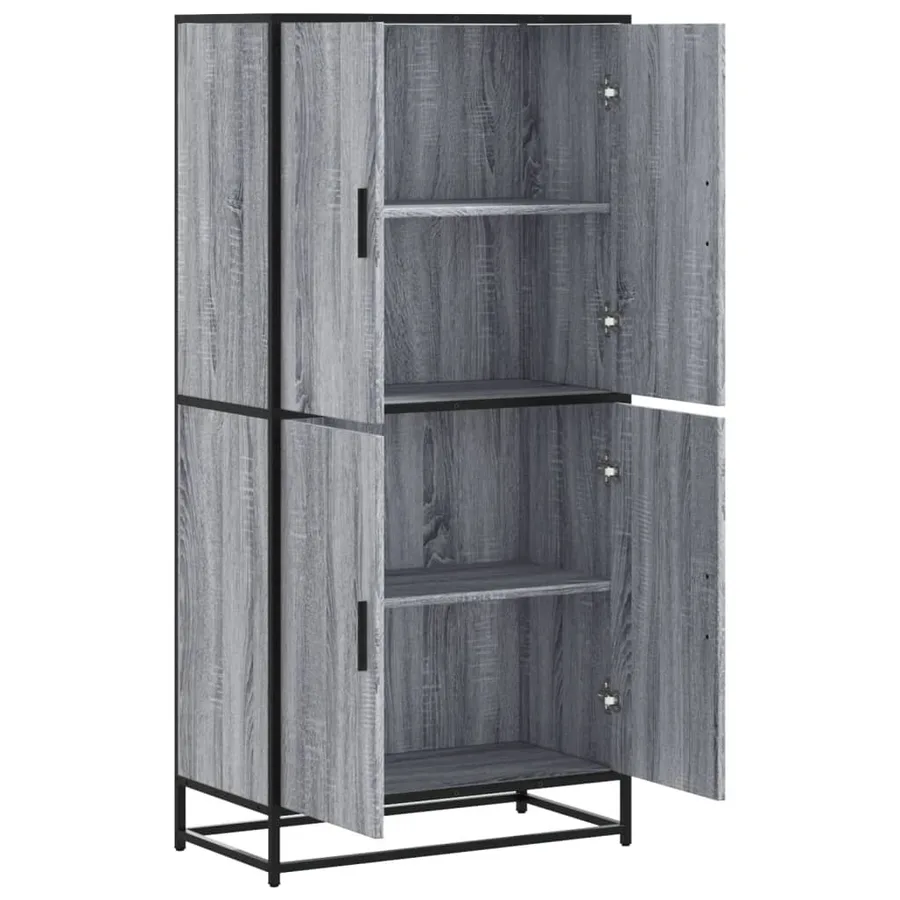 Buffet haut sonoma gris 68x35x139 cm bois d'ingénierie - 7