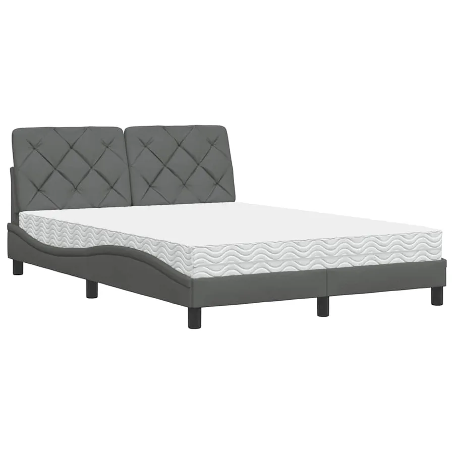 Lit avec matelas gris foncé 120x200 cm tissu - 2