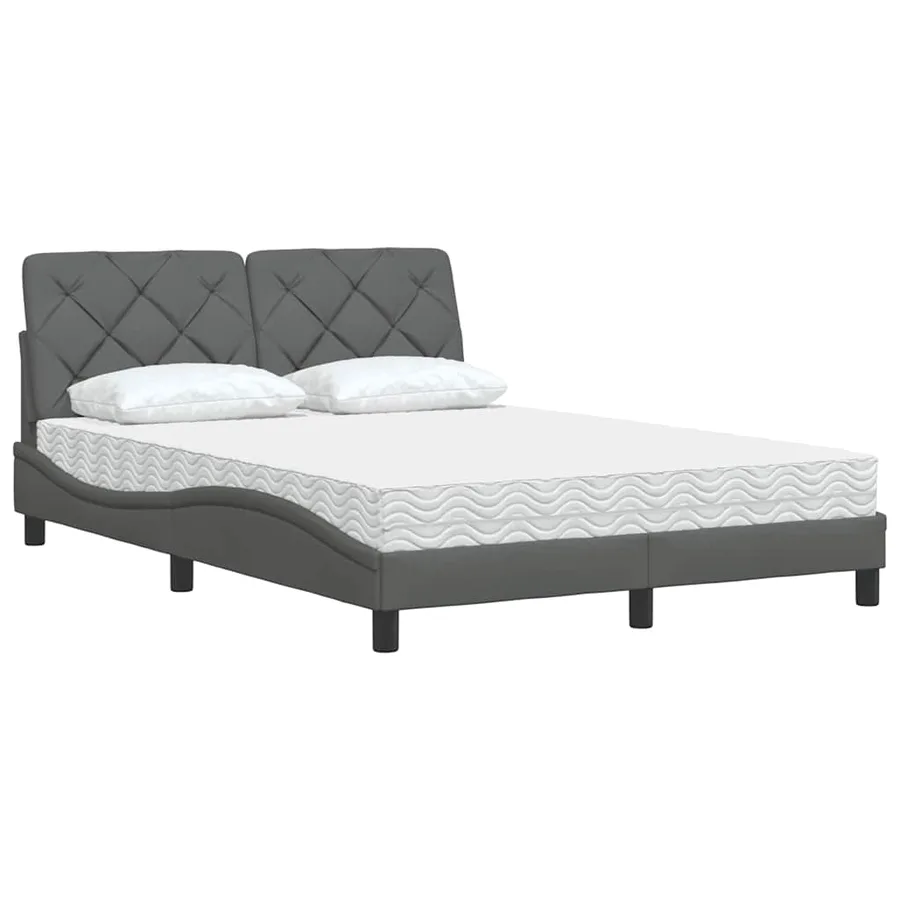 Lit avec matelas gris foncé 120x200 cm tissu - 4