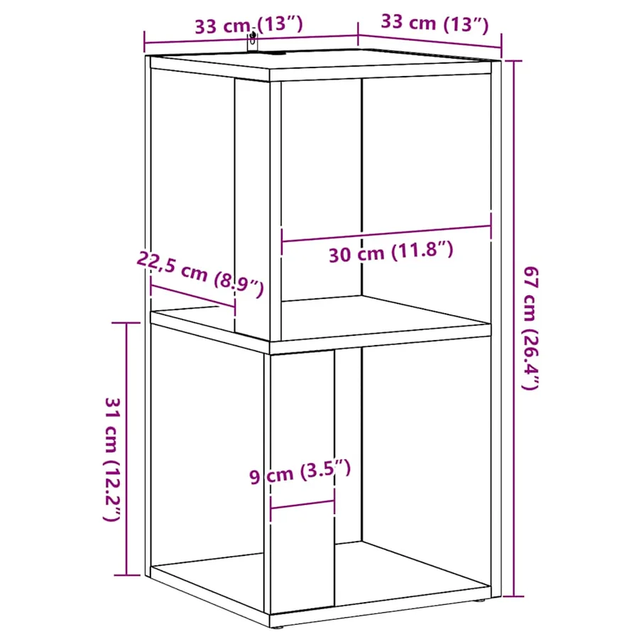 Armoire d'angle chêne artisanal 33x33x67 cm bois d'ingénierie - 10