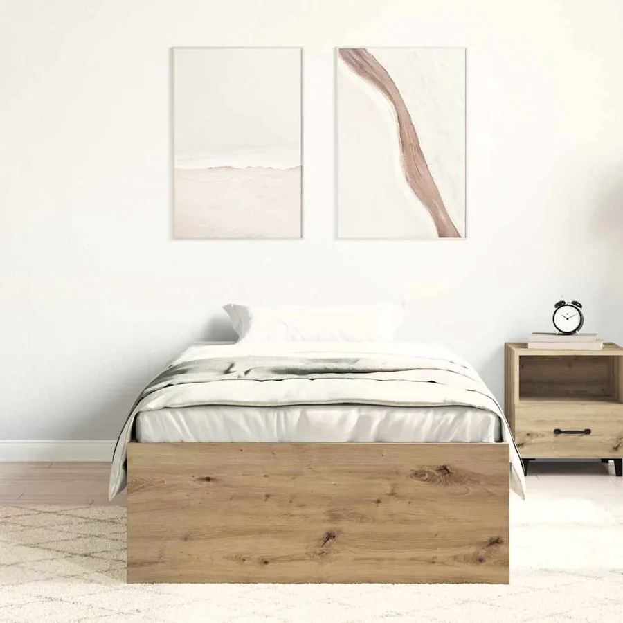 Cadre de lit sans matelas chêne artisanal 90x200 cm - 3