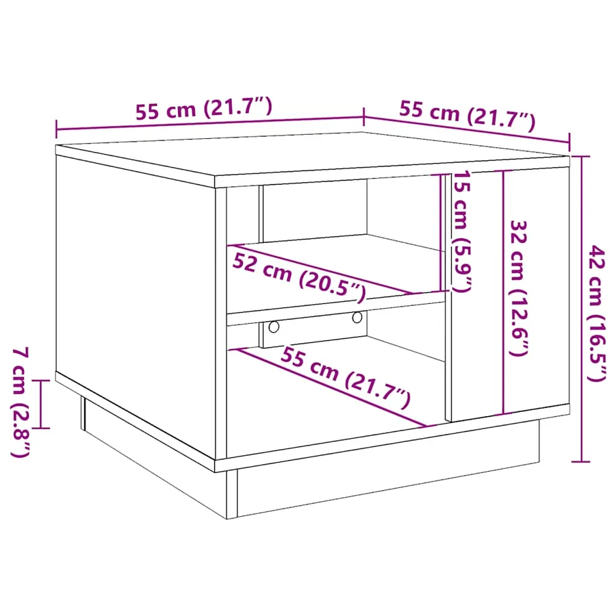 Table basse vieux bois 55x55x42 cm bois d'ingénierie - 9