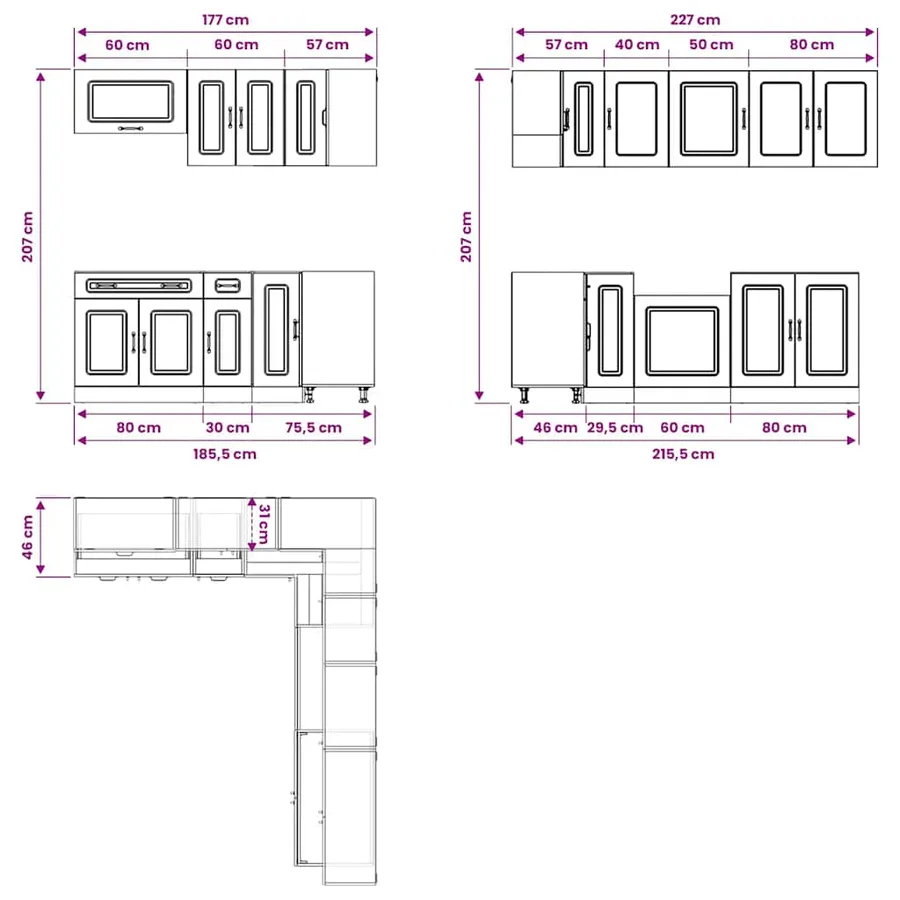Ensemble d'armoires de cuisine 11 pcs Kalmar bois d'ingénierie - 9